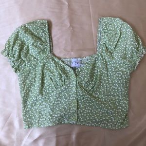 Floral green crop top